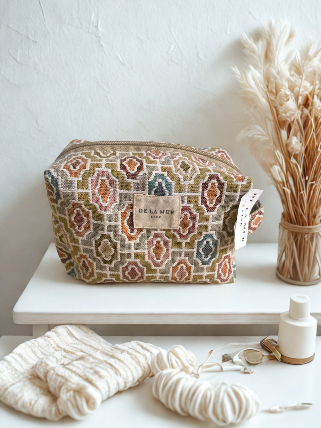 Pochette Jacquard "Mosaïque" – Palette de Couleurs Naturelles