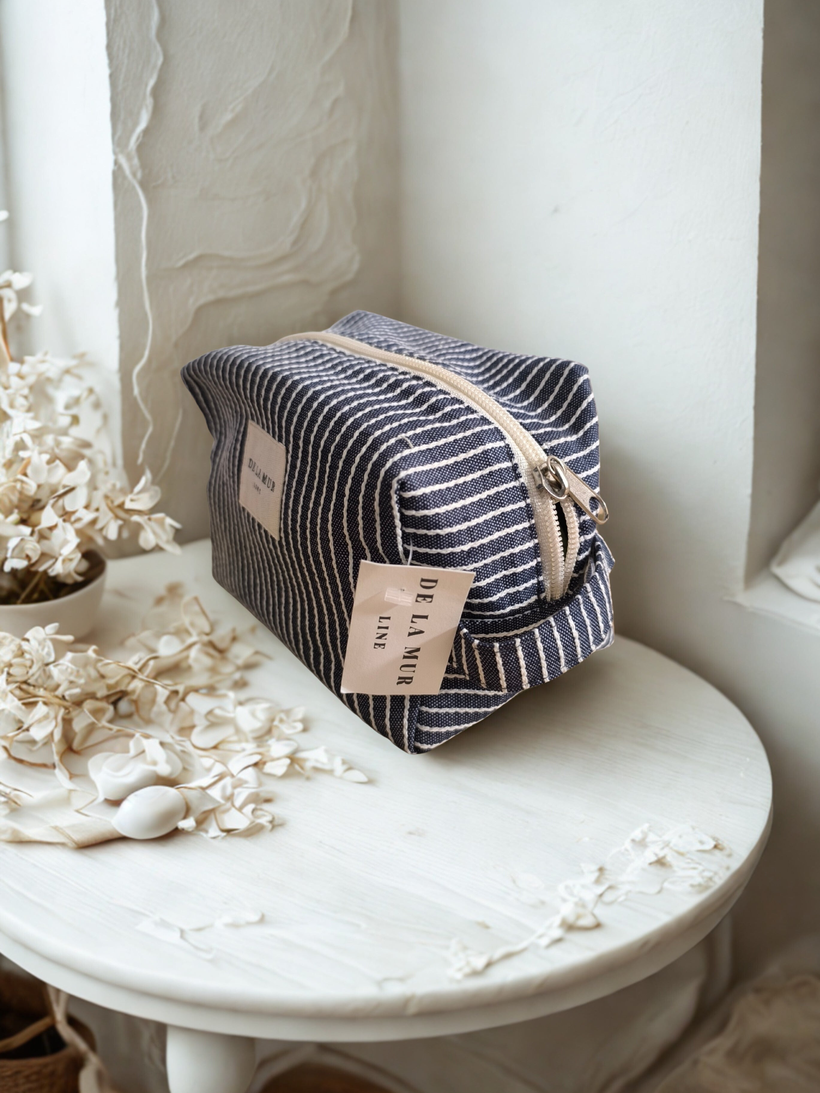 Pochette Jacquard "Marin" – Rayures Bleu &amp; Blanc