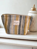 Grande Pochette Jacquard "Tron" – Rayures Moutarde & Gris (30x19 cm)