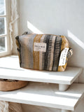 Pochette Jacquard "Tron" – Rayures Moutarde & Gris