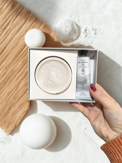 Coffret Luxe Savon & Crème Mains au Lait d’Ânesse Bio