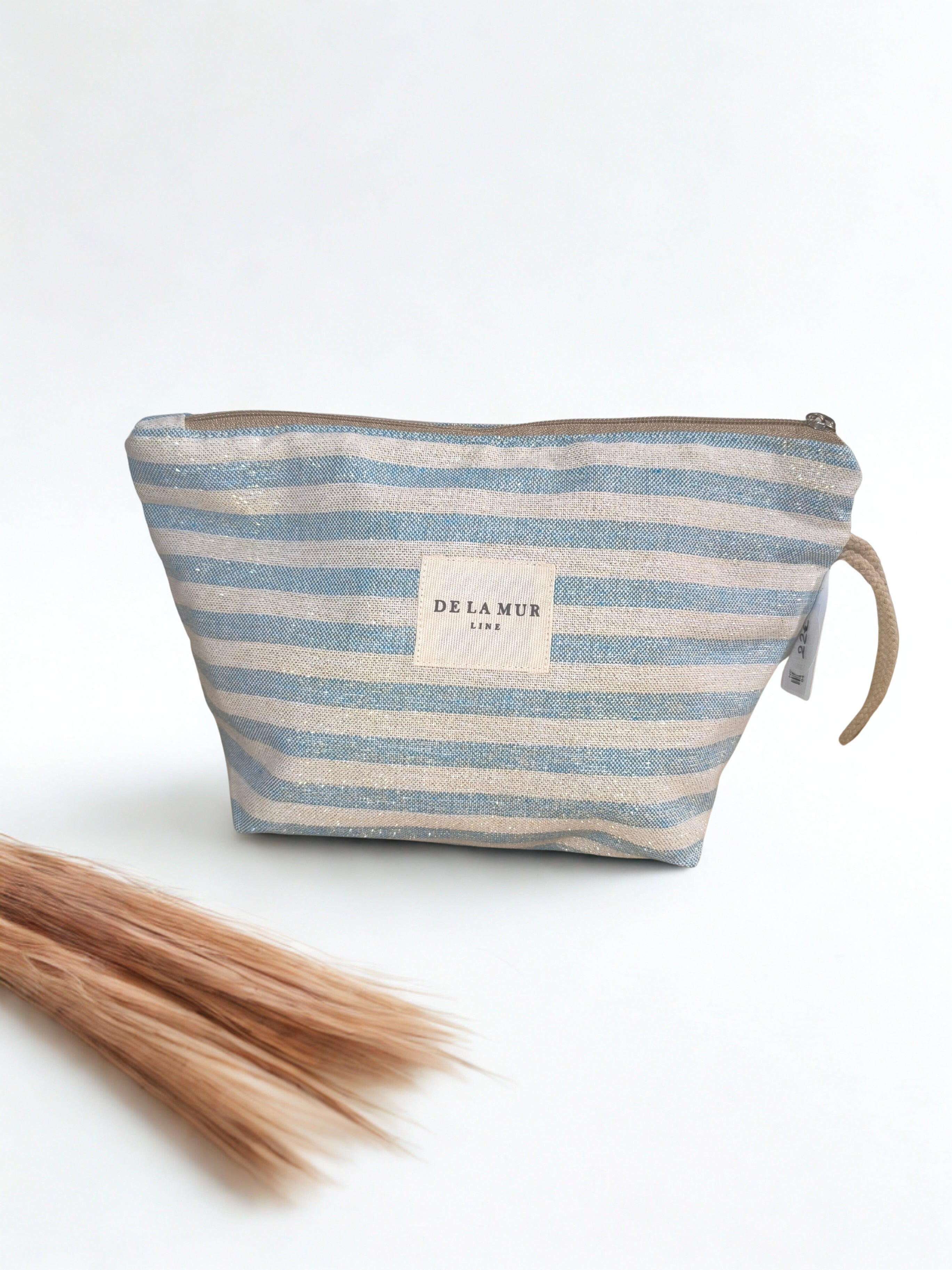 Grande Pochette Jacquard "Lurex Marin" – Rayures Bleues Argentées