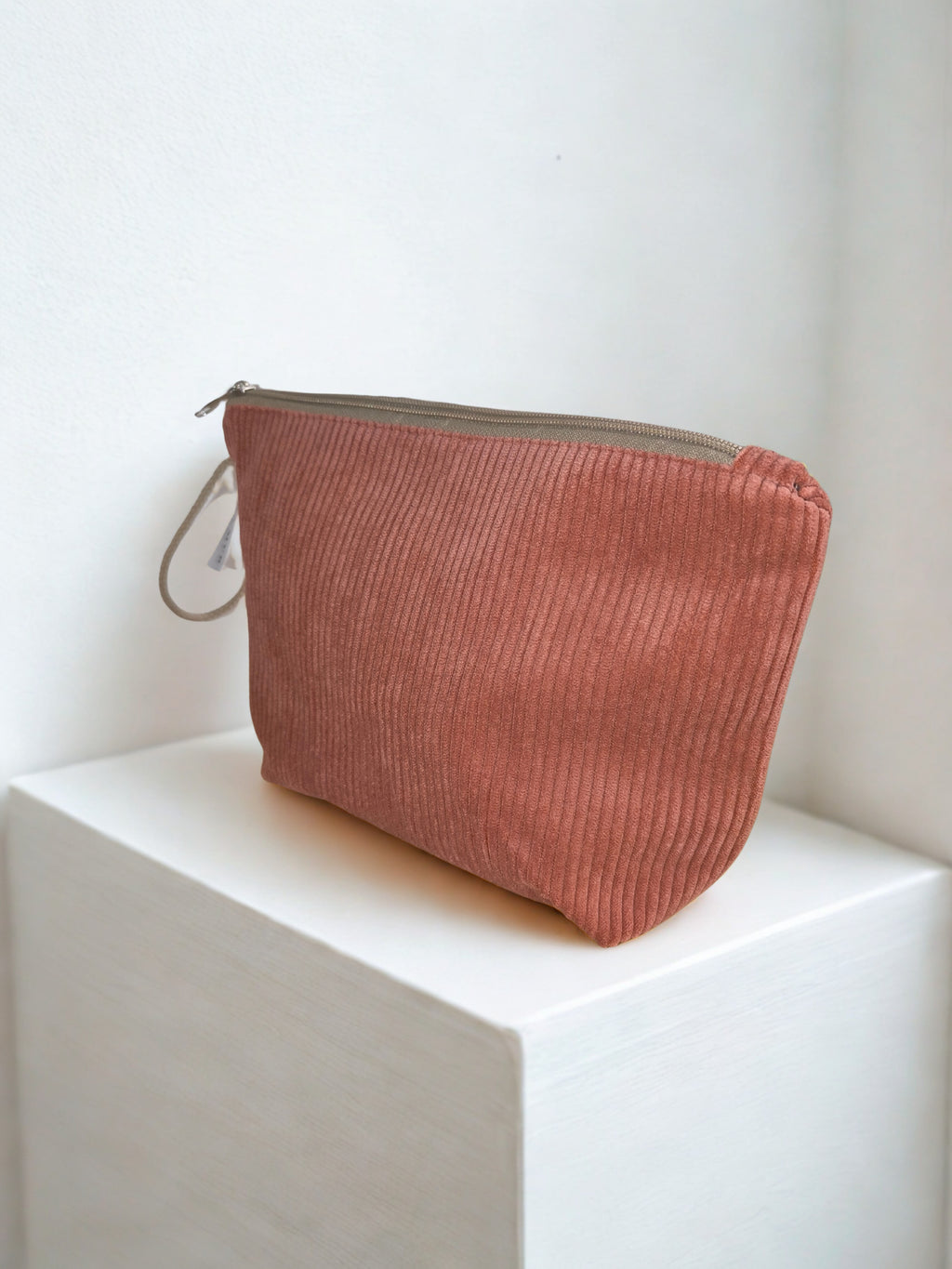 Grande Pochette "Rose Terracotta" – Velours Côtelé & Douceur