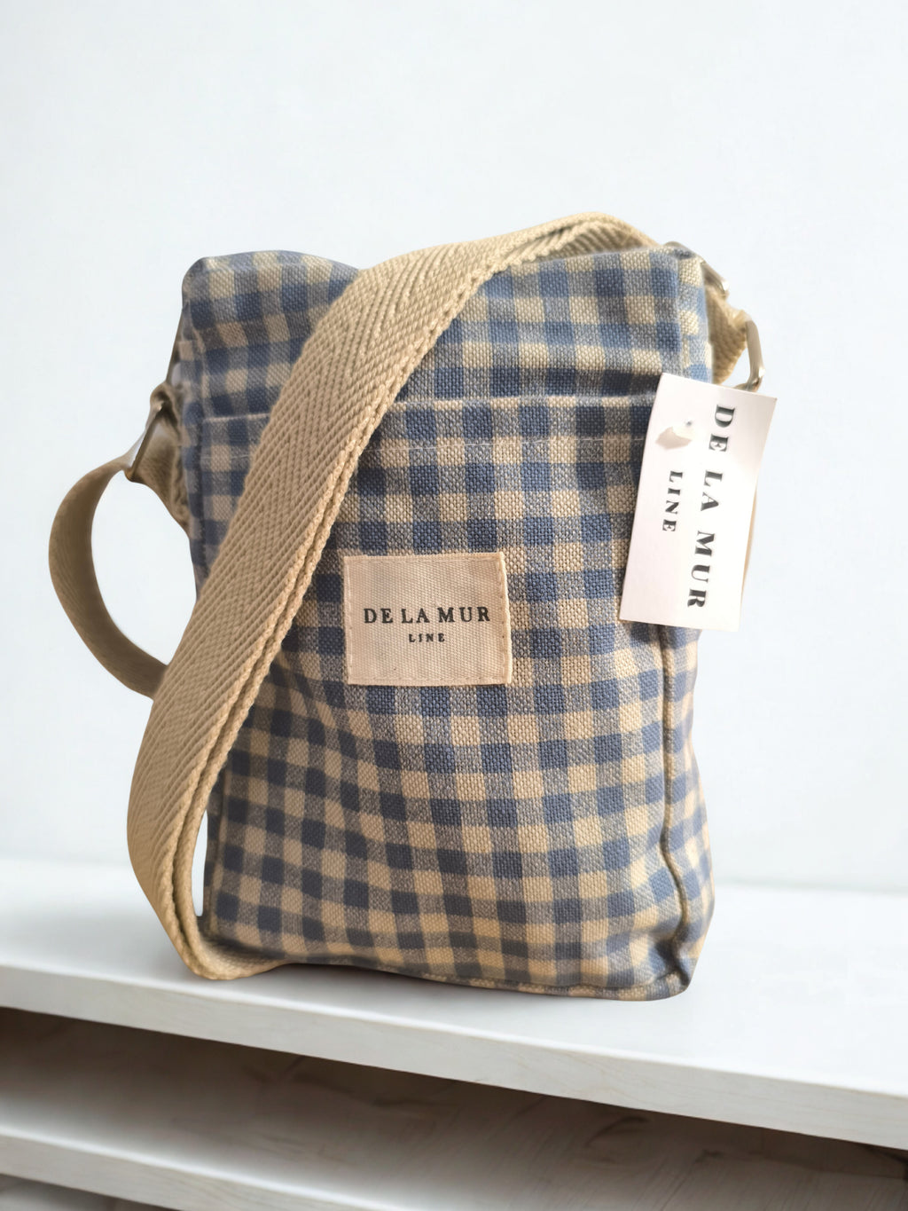 Sac Mobile "Brisa" – Vichy Bleu & Beige