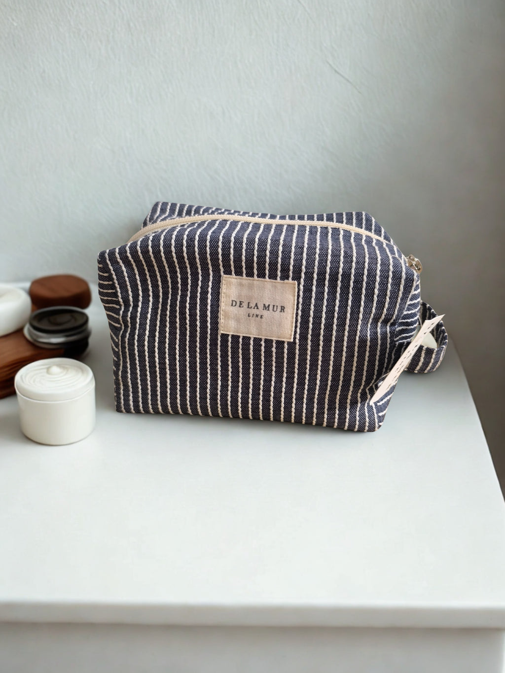 Pochette Jacquard "Marin" – Rayures Bleu &amp; Blanc
